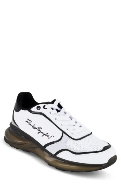 Karl Lagerfeld Logo Embroidered Runner Sneaker In White