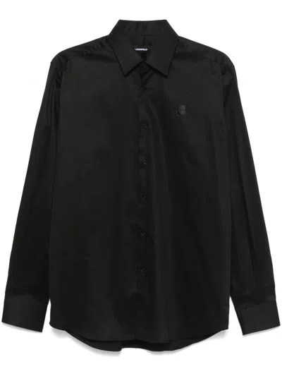 Karl Lagerfeld Logo-embroidered Shirt In Black