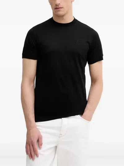 Karl Lagerfeld Logo-embroidered Short-sleeve T-shirt In Black