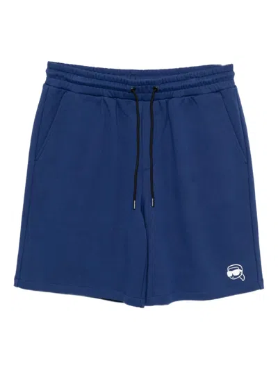 Karl Lagerfeld Logo-embroidered Shorts In Blue