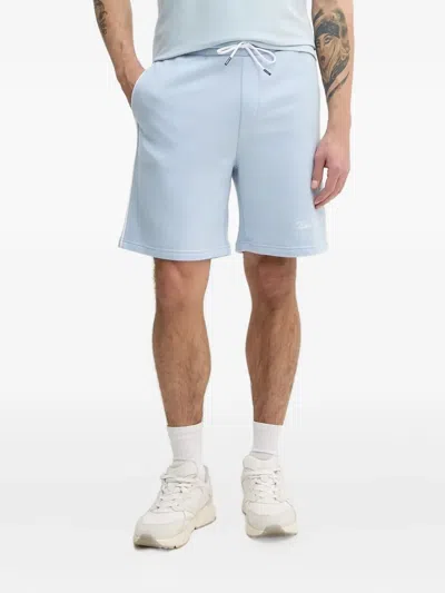 Karl Lagerfeld Logo-embroidered Side-striped Shorts In Blue