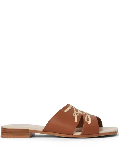 Karl Lagerfeld Logo-embroidered Slippers In Brown