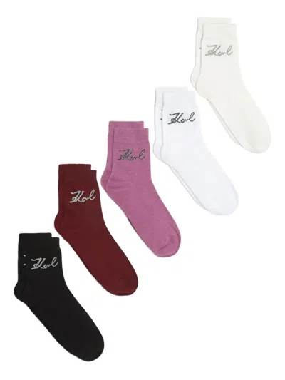 Karl Lagerfeld Logo-embroidered Socks Pack In White