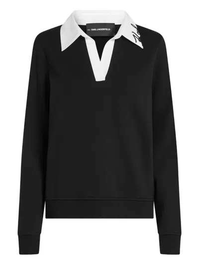Karl Lagerfeld Logo-embroidered Sweater In Black