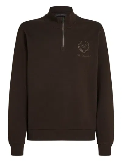 Karl Lagerfeld Logo-embroidered Sweatshirt In Brown