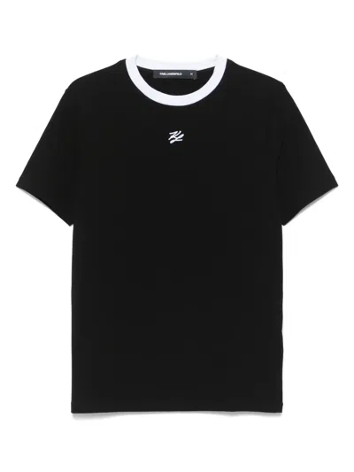 Karl Lagerfeld Logo-embroidered T-shirt In Animal Print