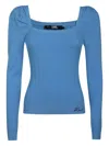 Karl Lagerfeld Logo-embroidered T-shirt In Blue