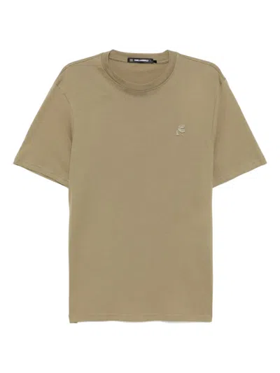 Karl Lagerfeld Logo-embroidered T-shirt In Green