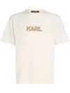Karl Lagerfeld Logo-print Crew-neck T-shirt In Neutrals