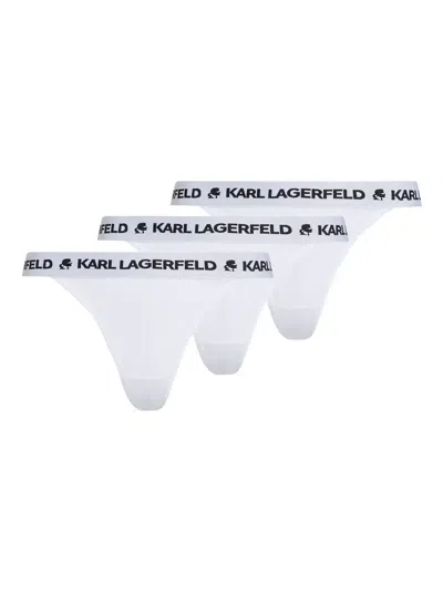 Karl Lagerfeld Logo-embroidered Thong Pack In White