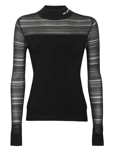 Karl Lagerfeld Logo Embroidery Sweater In Black