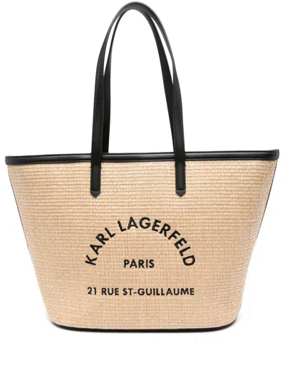 Karl Lagerfeld Logo-embroidered Tote Bag In Neutrals