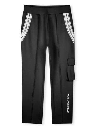 Karl Lagerfeld Kids' Logo-embroidered Track Pants In Black