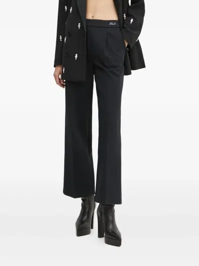 Karl Lagerfeld Logo-embroidered Trousers In Black