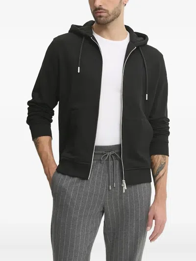 Karl Lagerfeld Logo-embroidered Zip-up Hoodie In Black
