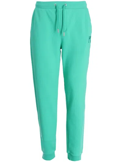 Karl Lagerfeld Logo-embroidery Cotton-blend Track Pants In Green