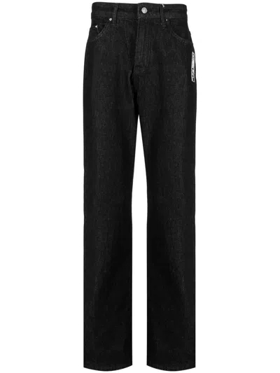 Karl Lagerfeld Logo-embroidery Straight-leg Jeans In Black