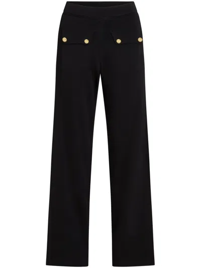 Karl Lagerfeld Logo-engraved Button Trousers In Black