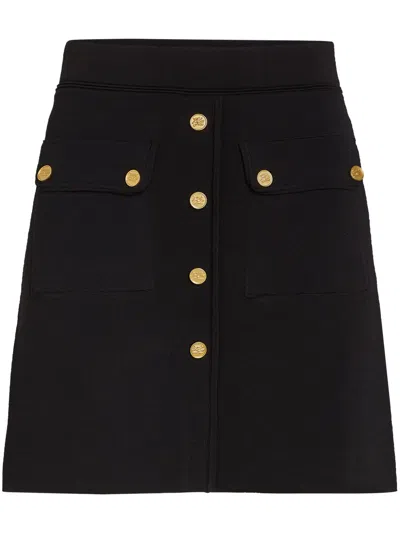 Karl Lagerfeld Logo-engraved Buttoned Skirt In Black
