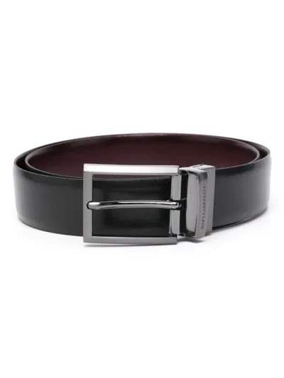 Karl Lagerfeld Logo-embossed Leather Belt In Black