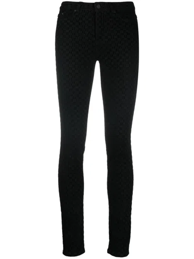 Karl Lagerfeld Logo-flock Skinny Jeans In Black