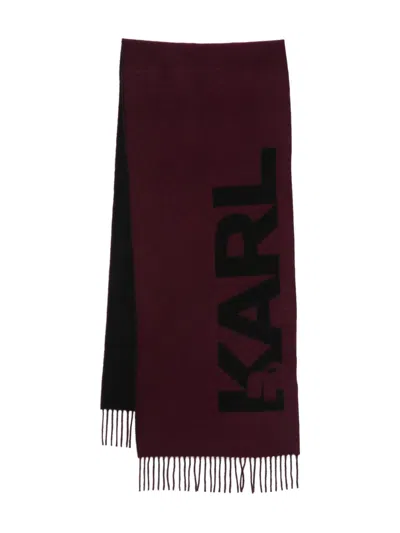Karl Lagerfeld Logo Fringed Scarf In Multi