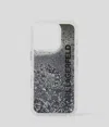 Karl Lagerfeld Logo Glitter Iphone 16 Pro Case In Black