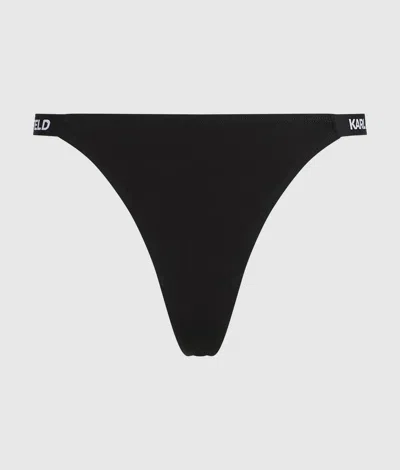 Karl Lagerfeld Logo High-leg Thong In Black