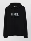 Karl Lagerfeld Logo Hoodie Drawstring Hood In Black