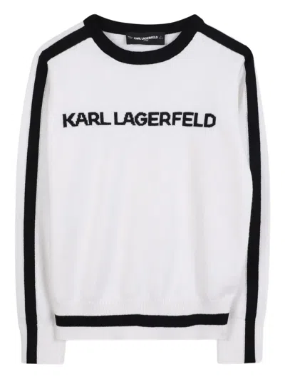 Karl Lagerfeld Kids' Logo-intarsia Sweater In White
