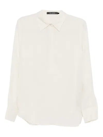 Karl Lagerfeld Logo Jacquard Blouse In Neutral