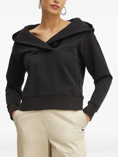 Karl Lagerfeld Logo-jacquard Hoodie In Black