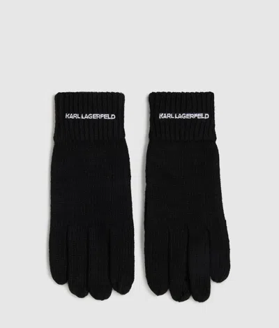 Karl Lagerfeld Logo Knitted Gloves In Black