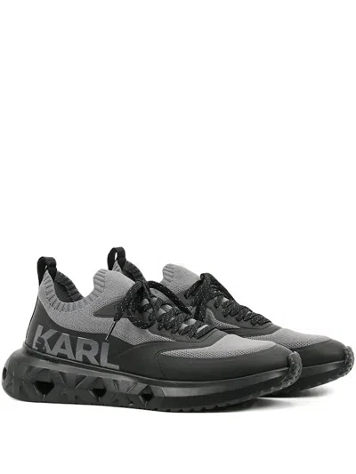 Karl Lagerfeld Logo Lace-up Sneakers In Gray