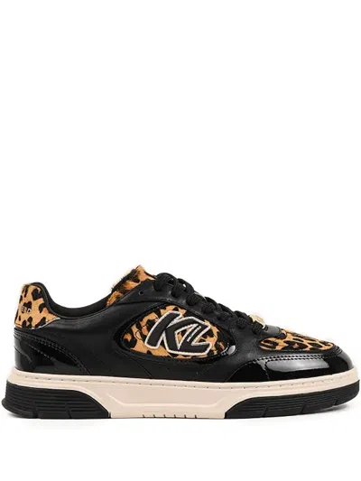 Karl Lagerfeld Logo Leopard-print Sneakers In Multi