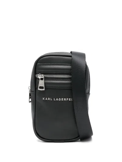 Karl Lagerfeld Logo-lettering Messenger Bag In Schwarz
