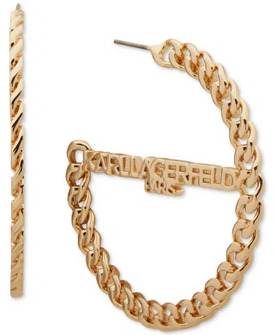Karl Lagerfeld Logo Medium Hoop Earrings, 1.83" In Gold