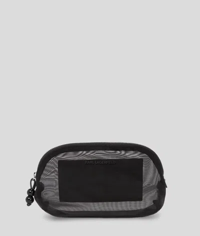 Karl Lagerfeld Logo Mesh Beach Pouch In Black