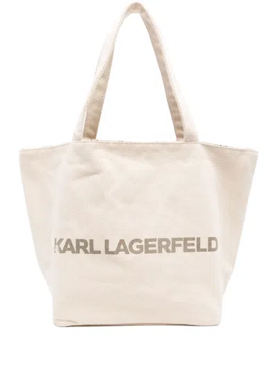 Karl Lagerfeld Logo-monogram Reversible Tote Bag In Neutrals
