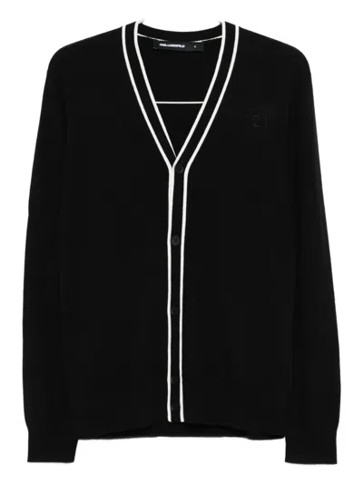 Karl Lagerfeld Logo-motif Cardigan In Black