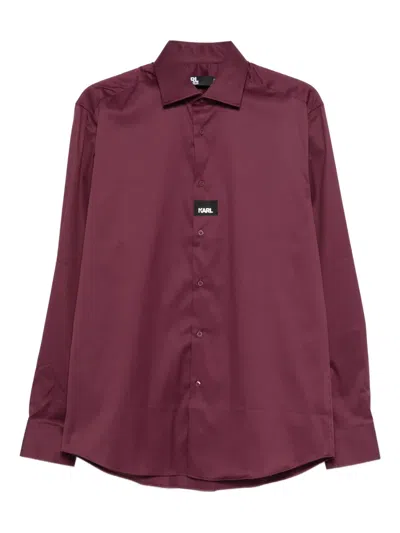 Karl Lagerfeld Logo-motif Shirt In Burgundy