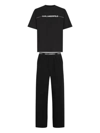 Karl Lagerfeld Logo Pajama Set In Black