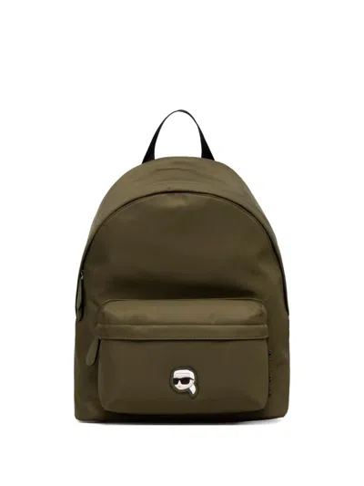 Karl Lagerfeld Logo Patch Backpack In Brown