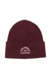 Karl Lagerfeld Logo-patch Beanie In Burgundy