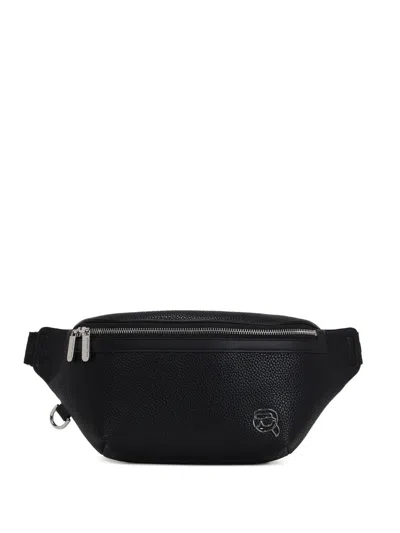 Karl Lagerfeld Logo-patch Belt Bag In Black