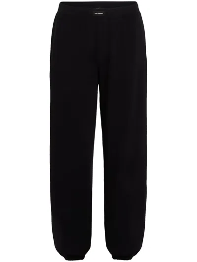 Karl Lagerfeld Logo Patch Cuffed Jogging Trousers In Black