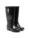 Karl Lagerfeld Logo-patch Glossy Rain Boots In Black