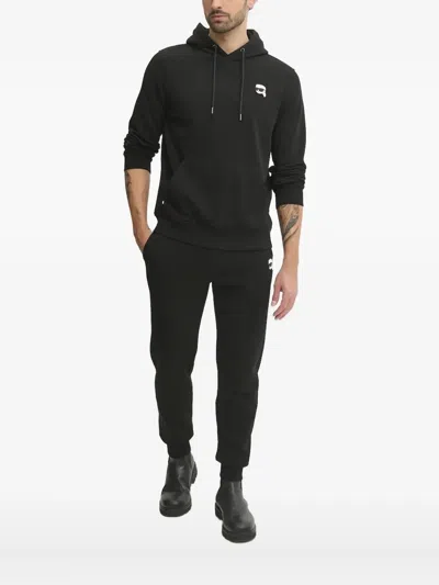 Karl Lagerfeld Logo-patch Hoodie In Black