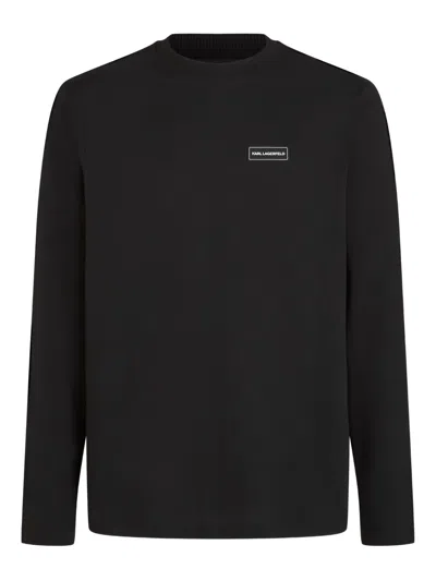 Karl Lagerfeld Logo-patch Long-sleeve T-shirt In Black