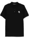 Karl Lagerfeld Logo-patch Polo Shirt In Black
